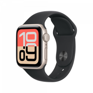 Apple Watch SE 3, 44 мм, Сияющая звезда/Черный, Sport Band