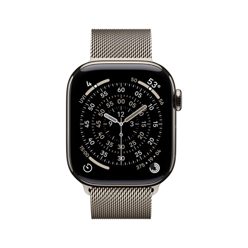Apple Watch Series 11, 46 мм, Бежевый титан, Milanese Loop