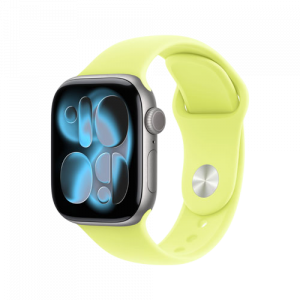 Apple Watch Series 11, 42 мм, Серый космос/Неоново-желтый, Sport Band
