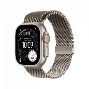 Apple Watch Ultra 3, 49 мм, Натуральный титан, Milanese Loop