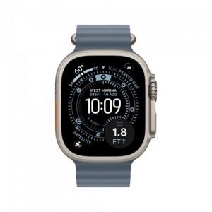 Apple Watch Ultra 3, 49 мм, Натуральный титан/Якорный синий, Ocean Band