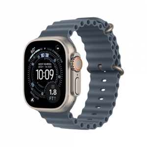 Apple Watch Ultra 3, 49 мм, Натуральный титан/Якорный синий, Ocean Band