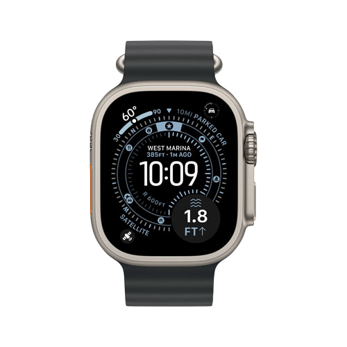 Apple Watch Ultra 3, 49 мм, Натуральный титан/Черный, Ocean Band