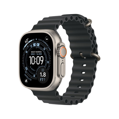 Apple Watch Ultra 3, 49 мм, Натуральный титан/Черный, Ocean Band