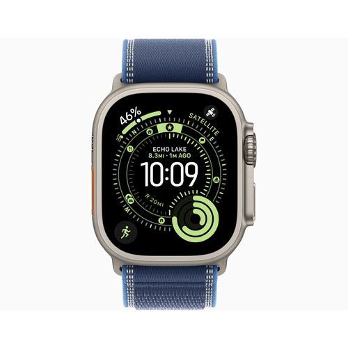 Apple Watch Ultra 3, 49 мм, Натуральный титан/Синий, Trail Loop