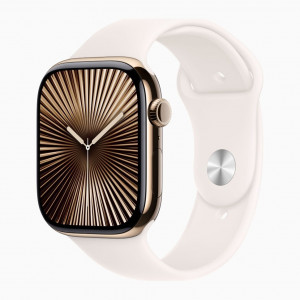 Apple Watch Series 10, 46 мм, Золотой титан/Кремовый Sport Band