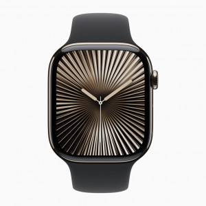 Apple Watch Series 10, 46 мм, M/L, Натуральный титан/Черный Sport Band