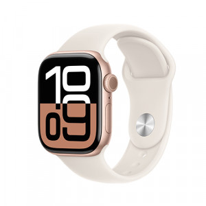 Apple Watch Series 10, 42 мм, S/M, Розовое золото/Сияющая звезда Sport Band
