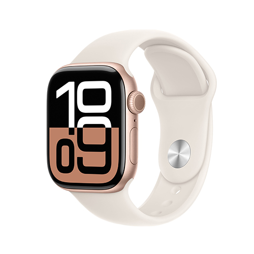 Apple Watch Series 10, 42 мм, S/M, Розовое золото/Сияющая звезда Sport Band