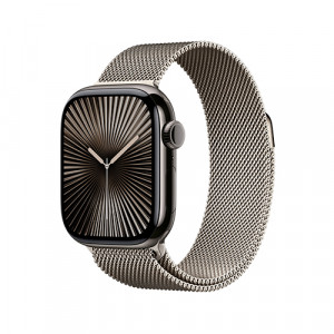 Apple Watch Series 10, 46 мм, M/L, Графитовый титан/Бежевый Milanese Loop