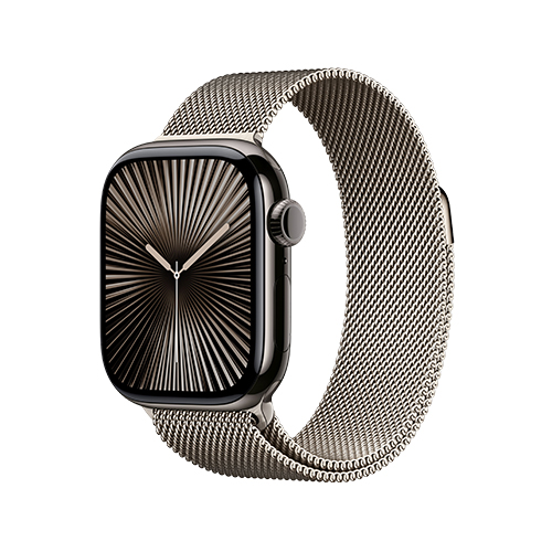 Apple Watch Series 10, 46 мм, M/L, Графитовый титан/Бежевый Milanese Loop