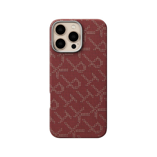 Pitaka Monogram PTK Tactile Woven для iPhone 16 Pro, Красно-золотой