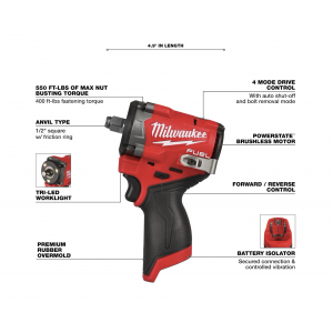 Ударный гайковерт Milwaukee 2563-20 M12 FUEL Stubby 1/2 Impact Wrench
