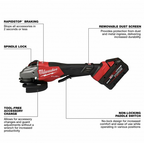 Аккумуляторная болгарка Milwaukee 3670-22 M18 FUEL Braking Grinder Kit