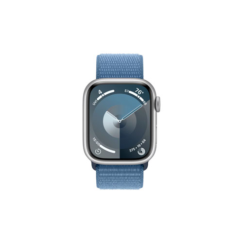 Apple Watch Series 9, 41 мм, Серебристый/Синий, Sport Loop