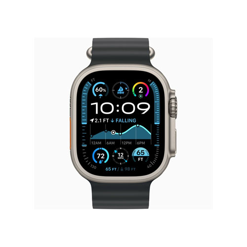 Apple Watch Ultra 2, 49 мм, Натуральный титан/Черный Ocean Band