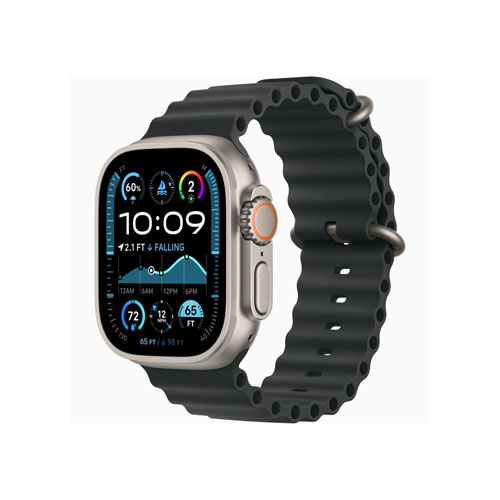 Apple Watch Ultra 2, 49 мм, Натуральный титан/Черный Ocean Band