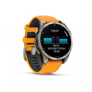 Умные часы Garmin Fenix 8 Amoled Sapphire, 47 мм, Светло-серый/Оранжевый