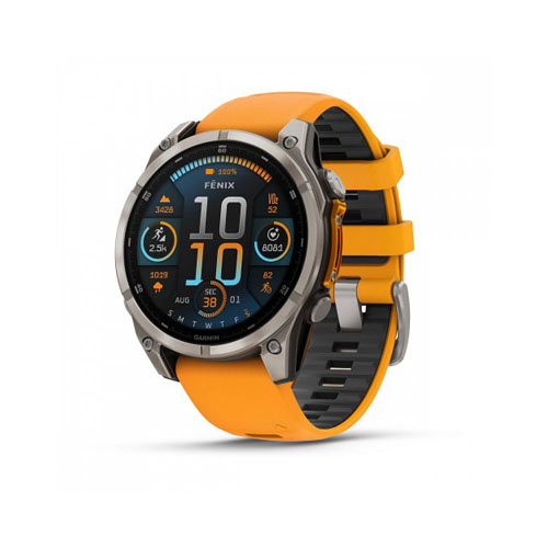 Умные часы Garmin Fenix 8 Amoled Sapphire, 47 мм, Светло-серый/Оранжевый