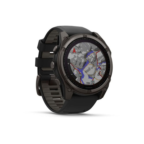 Умные часы Garmin Fenix 8 Solar Sapphire, 51 мм, Титановый угольно-серый/Черный