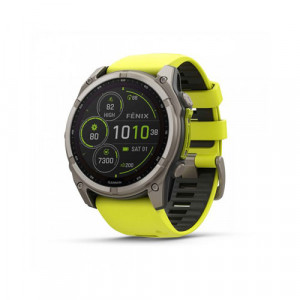 Умные часы Garmin Fenix 8 Solar Sapphire, 51 мм, Титановый серый/Желтый
