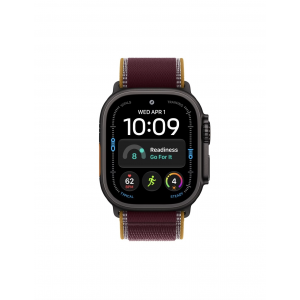 Apple Watch Ultra 4 49mm, Черный титан/Бордовый Trail Loop (S/M)