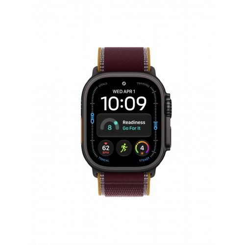 Apple Watch Ultra 4 49mm, Черный титан/Бордовый Trail Loop (M/L)
