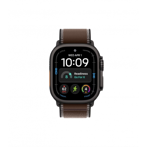 Apple Watch Ultra 4 49mm, Черный титан/Коричневый Trail Loop (M/L)