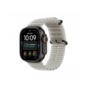 Apple Watch Ultra 4 49mm, Черный титан/Белый Ocean Band