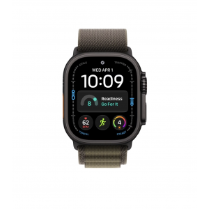 Apple Watch Ultra 4 49mm, Черный титан/Оливковый Alpine Loop (M)