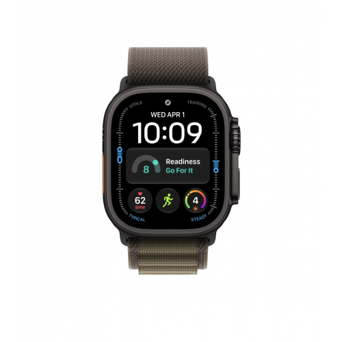 Apple Watch Ultra 4 49mm, Черный титан/Оливковый Alpine Loop (L)
