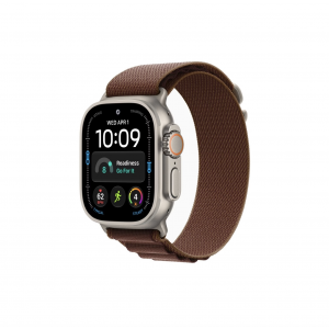Apple Watch Ultra 4 49mm, Натуральный титан/Бордовый Alpine Loop (L)