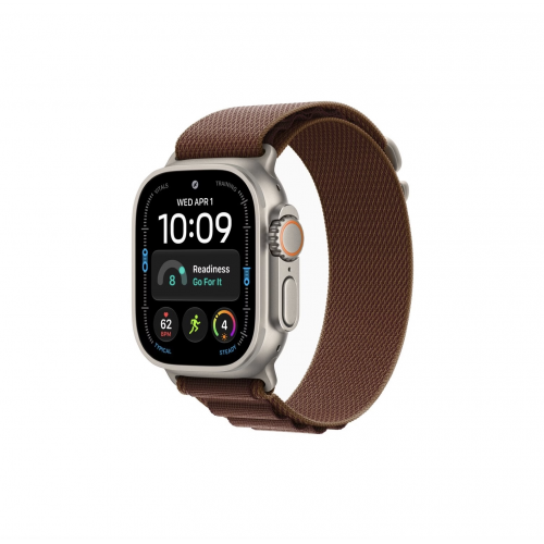 Apple Watch Ultra 4 49mm, Натуральный титан/Бордовый Alpine Loop (L)