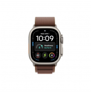 Apple Watch Ultra 4 49mm, Натуральный титан/Бордовый Alpine Loop (L)