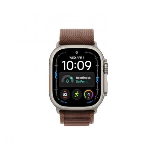 Apple Watch Ultra 4 49mm, Натуральный титан/Бордовый Alpine Loop (L)