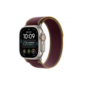 Apple Watch Ultra 4 49mm, Натуральный титан/Бордовый Trail Loop (M/L)