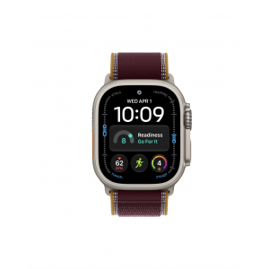 Apple Watch Ultra 4 49mm, Натуральный титан/Бордовый Trail Loop (M/L)