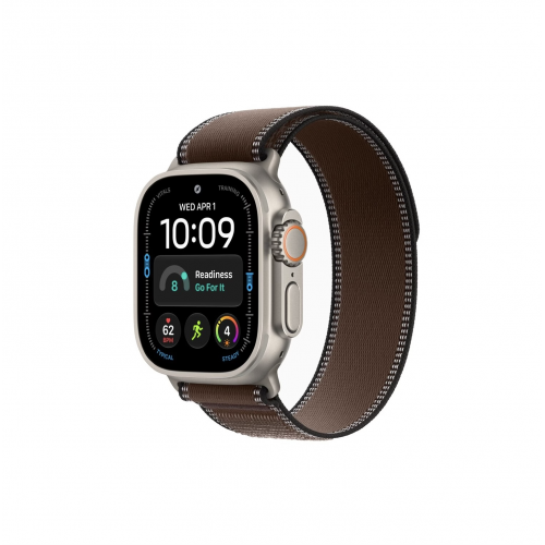 Apple Watch Ultra 4 49mm, Натуральный титан/Коричневый Trail Loop (M/L)
