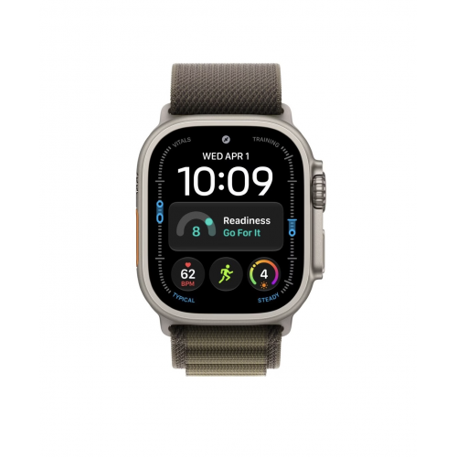 Apple Watch Ultra 4 49mm, Натуральный титан/Оливковый Alpine Loop (M)